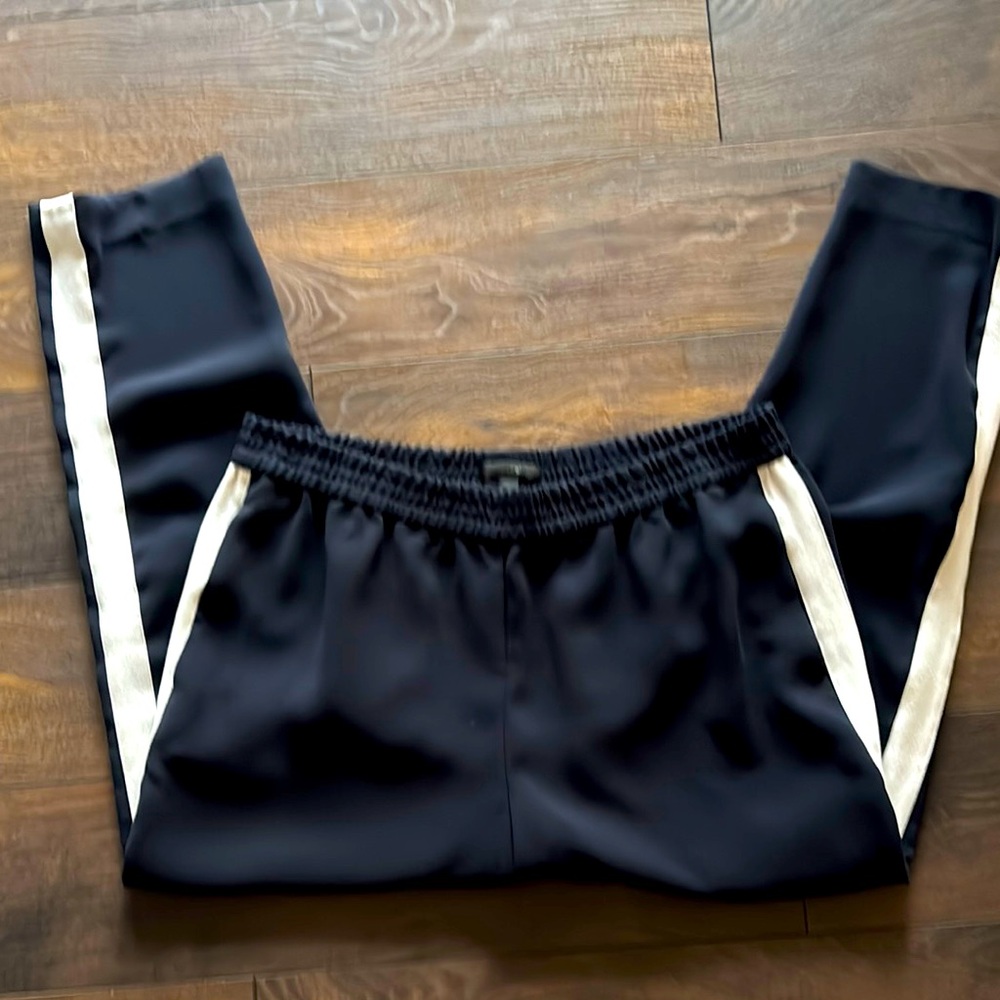 Jcrew women navy  and White side stripe Track Pants 12